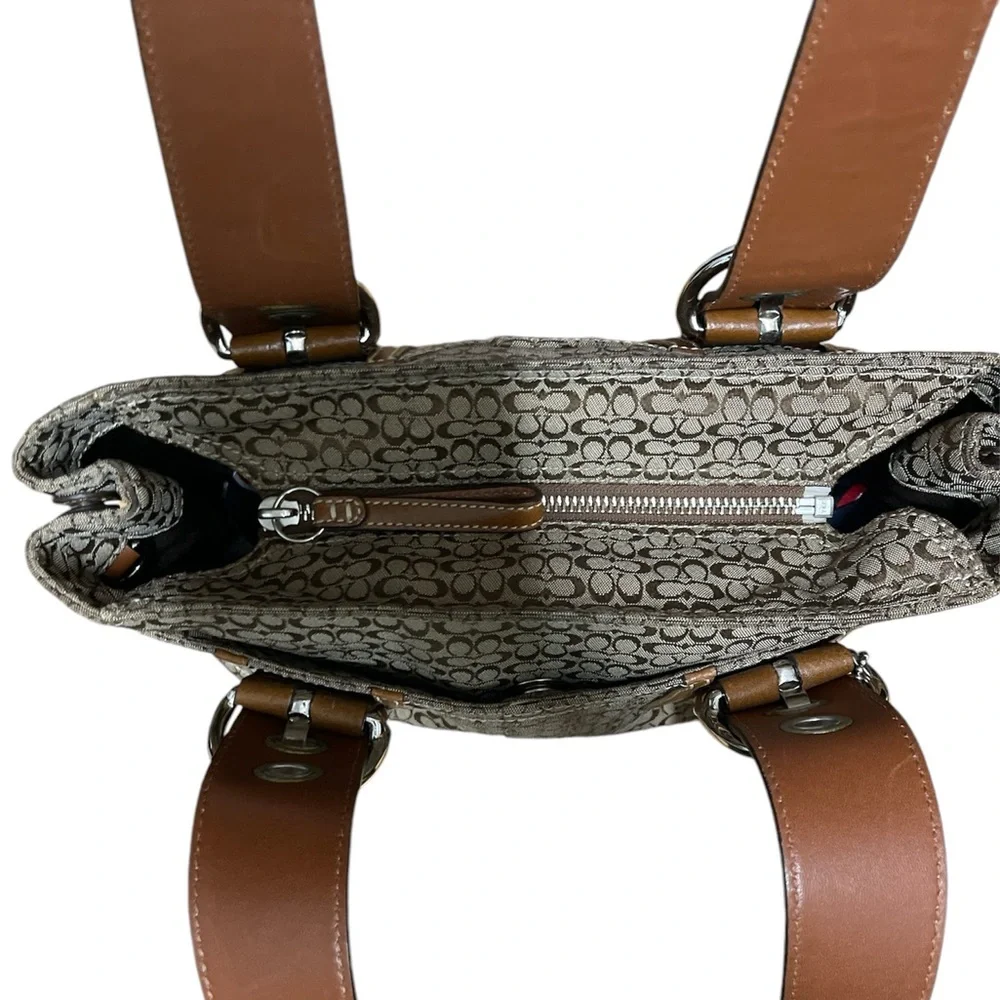 Coach soho signature brown monogram leather shoulder bag